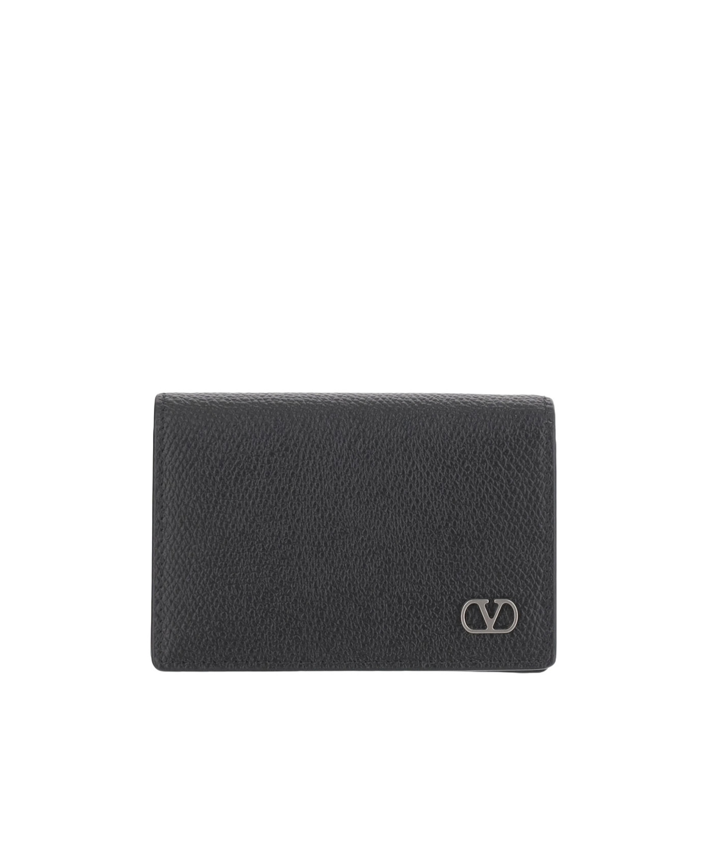 Valentino Logo-plaque Leather Wallet In Black