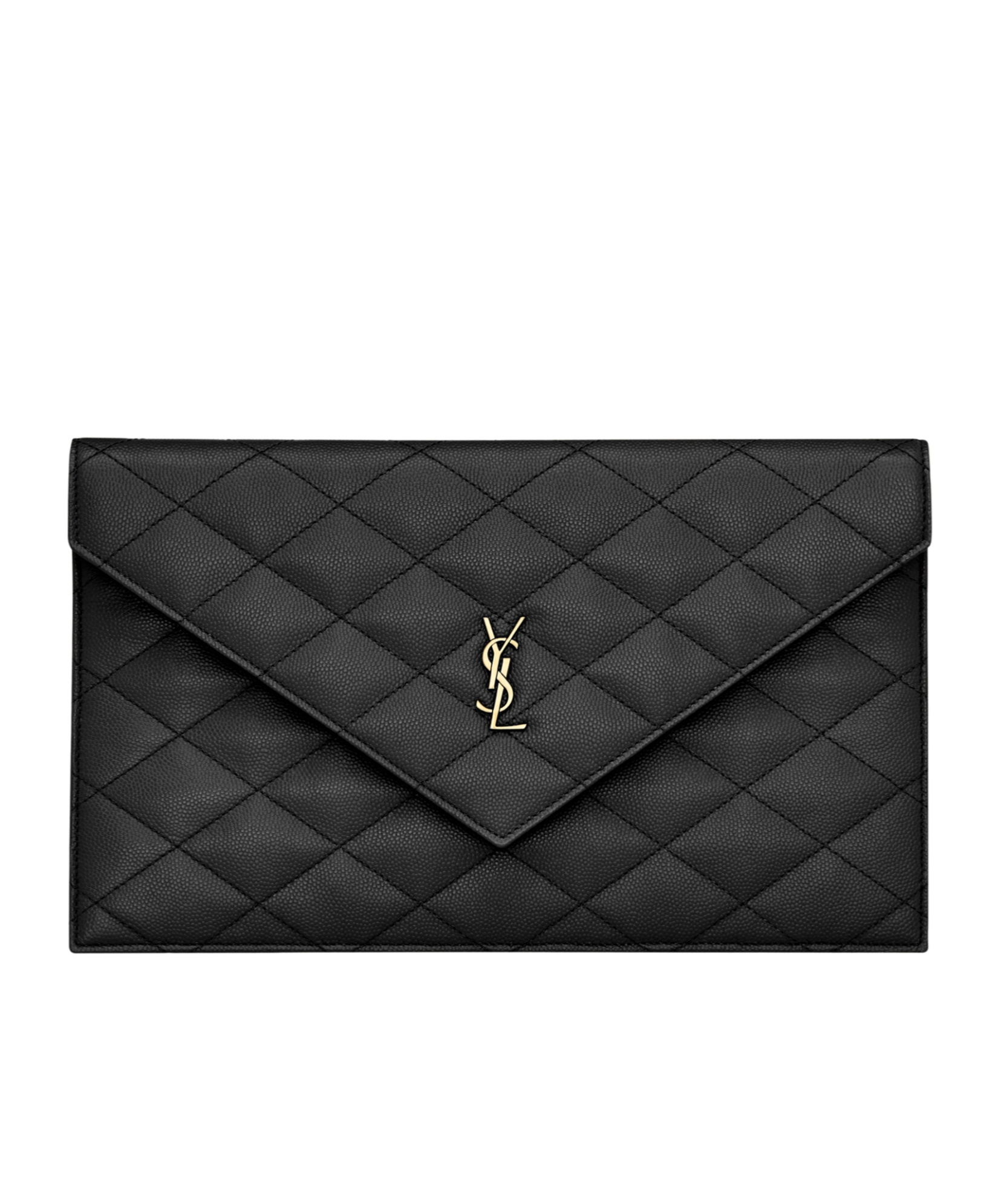 Saint Laurent Paris Pouch In Grain-de-poudre Leather In Black