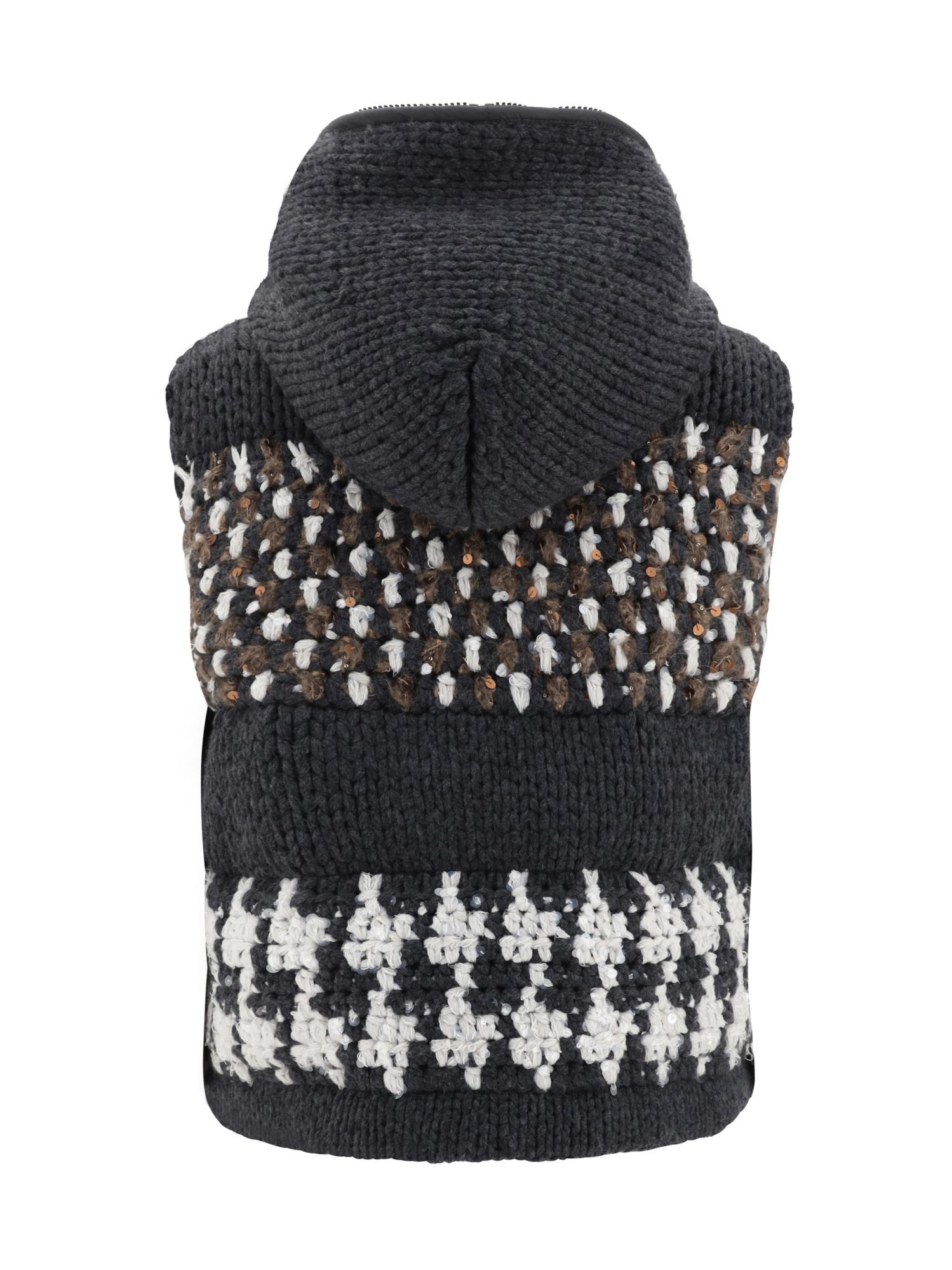 Brunello Cucinelli Sequin-embellished Hooded Vest In Gray