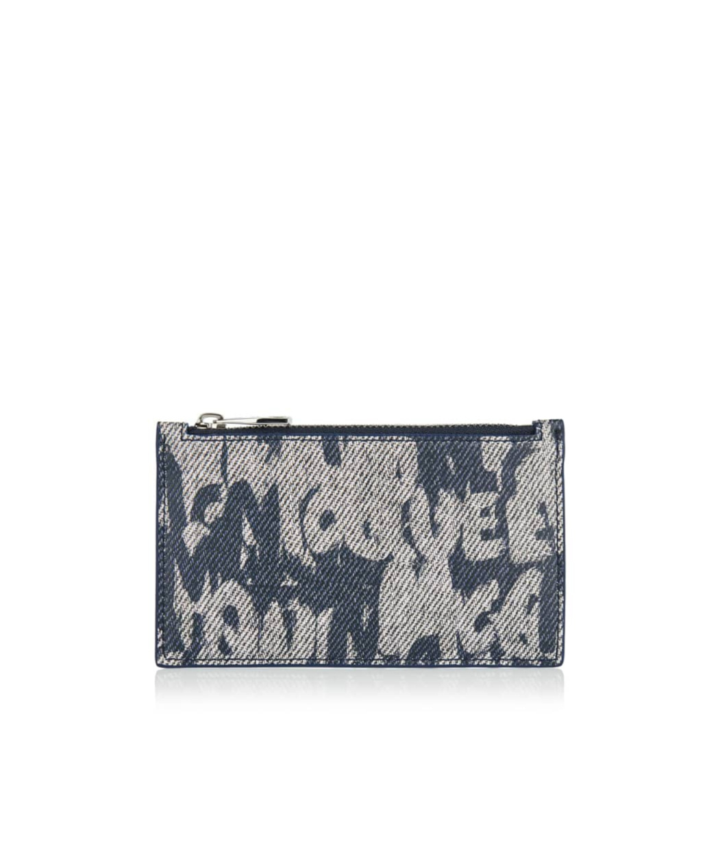 Alexander Mcqueen Graffiti Logo-print Leather Card Holder In Gray