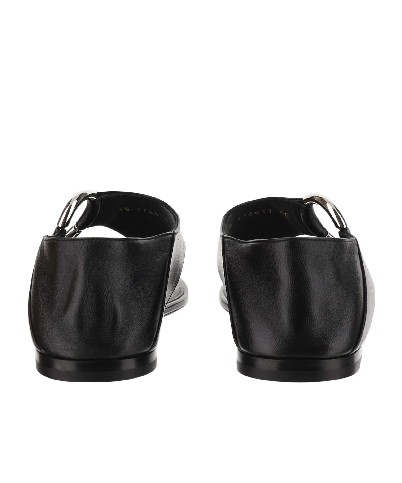 Saint Laurent Ring Leather Flat Sandals In Black