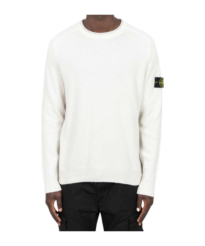 Stone Island Compass-badge Jersey-knit Jumper In White