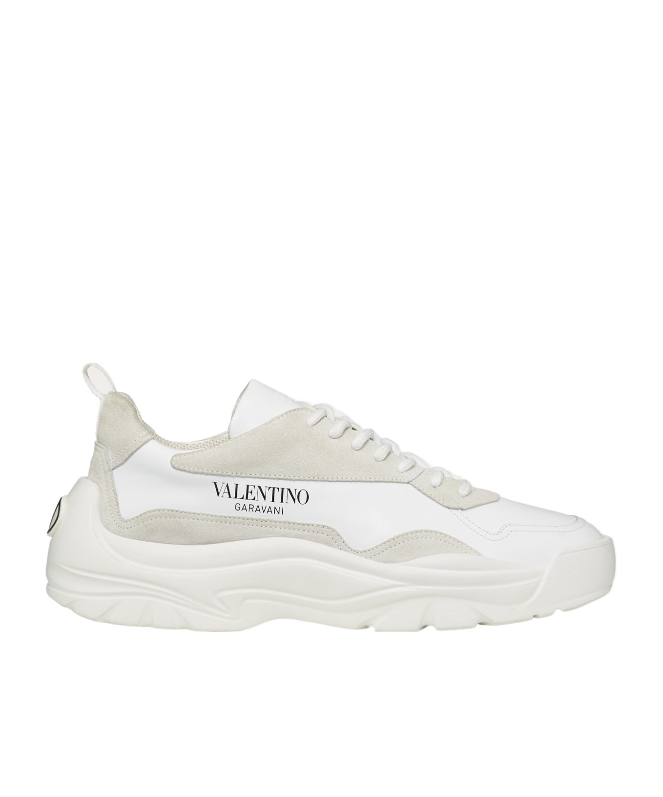 Valentino Two-tone Leather And Suede Gumboy Sneakers In White