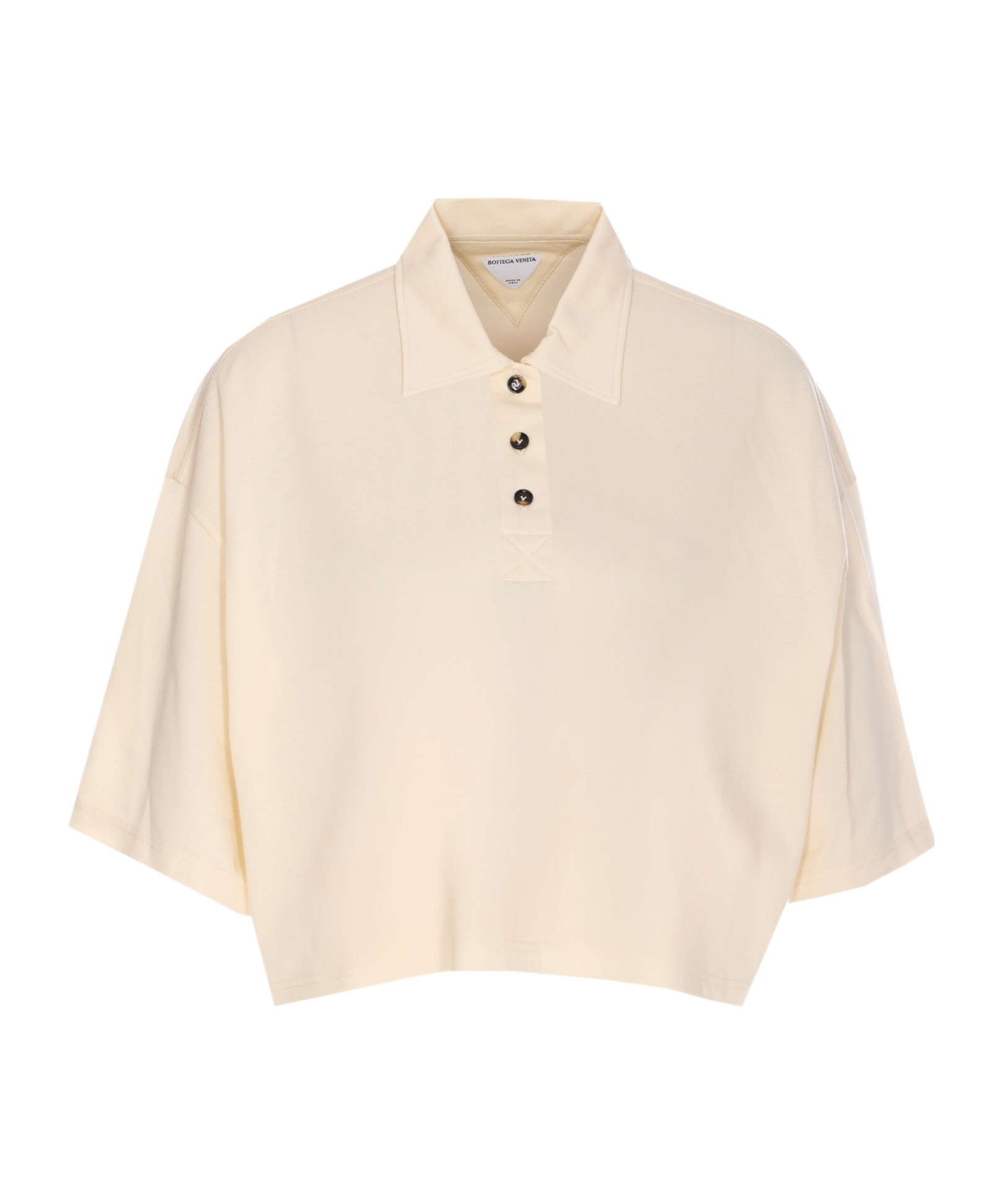 Bottega Veneta Short Sleeve Boxy Fit Meringue Polo In Nude
