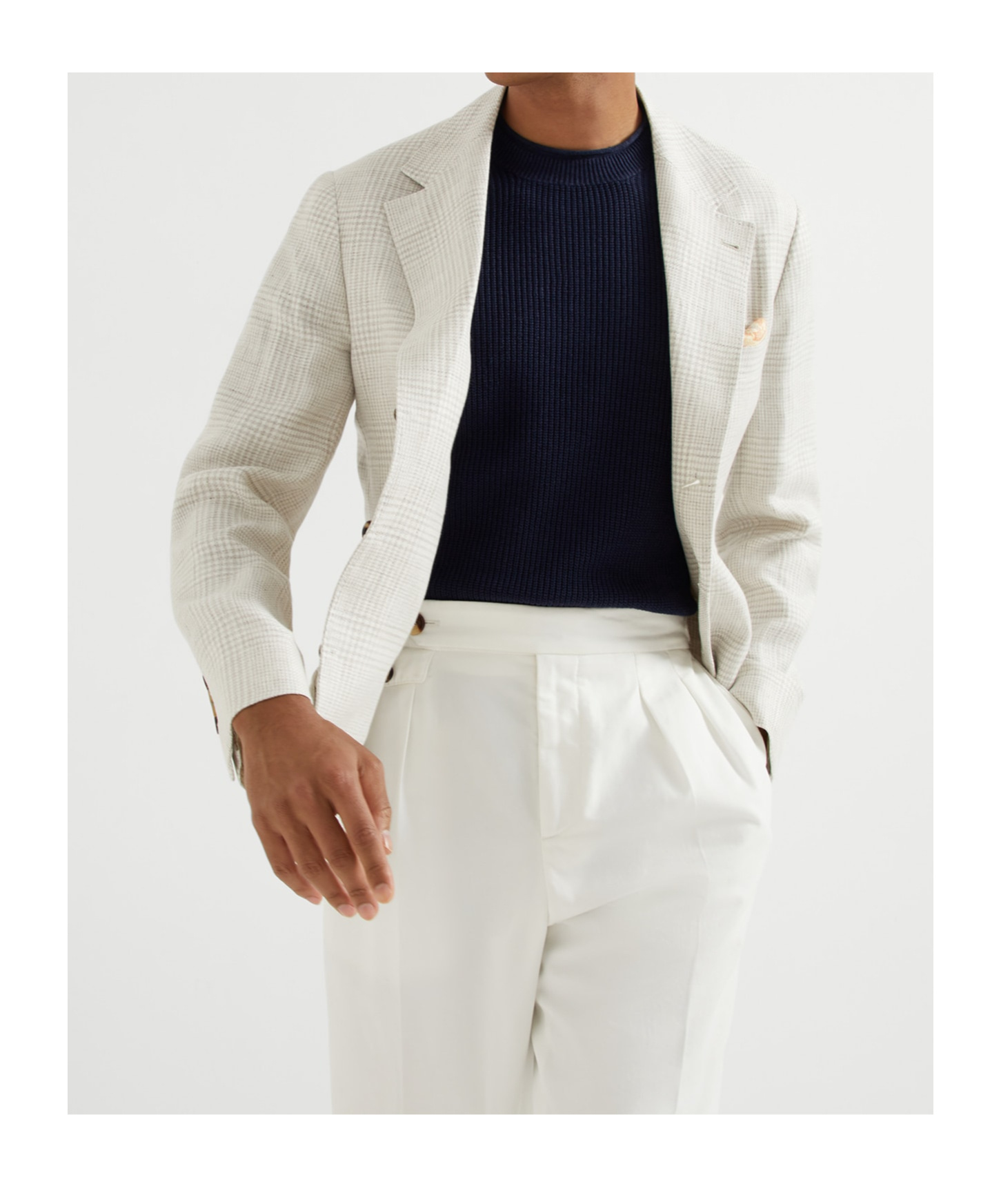 Brunello Cucinelli Lapel Long-sleeved Suit Coat In White