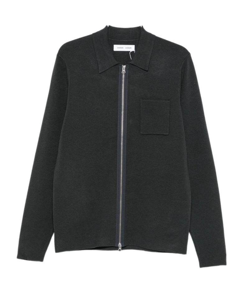 Samsoe & Samsoe Zippered Long-sleeved Sweater In Blue