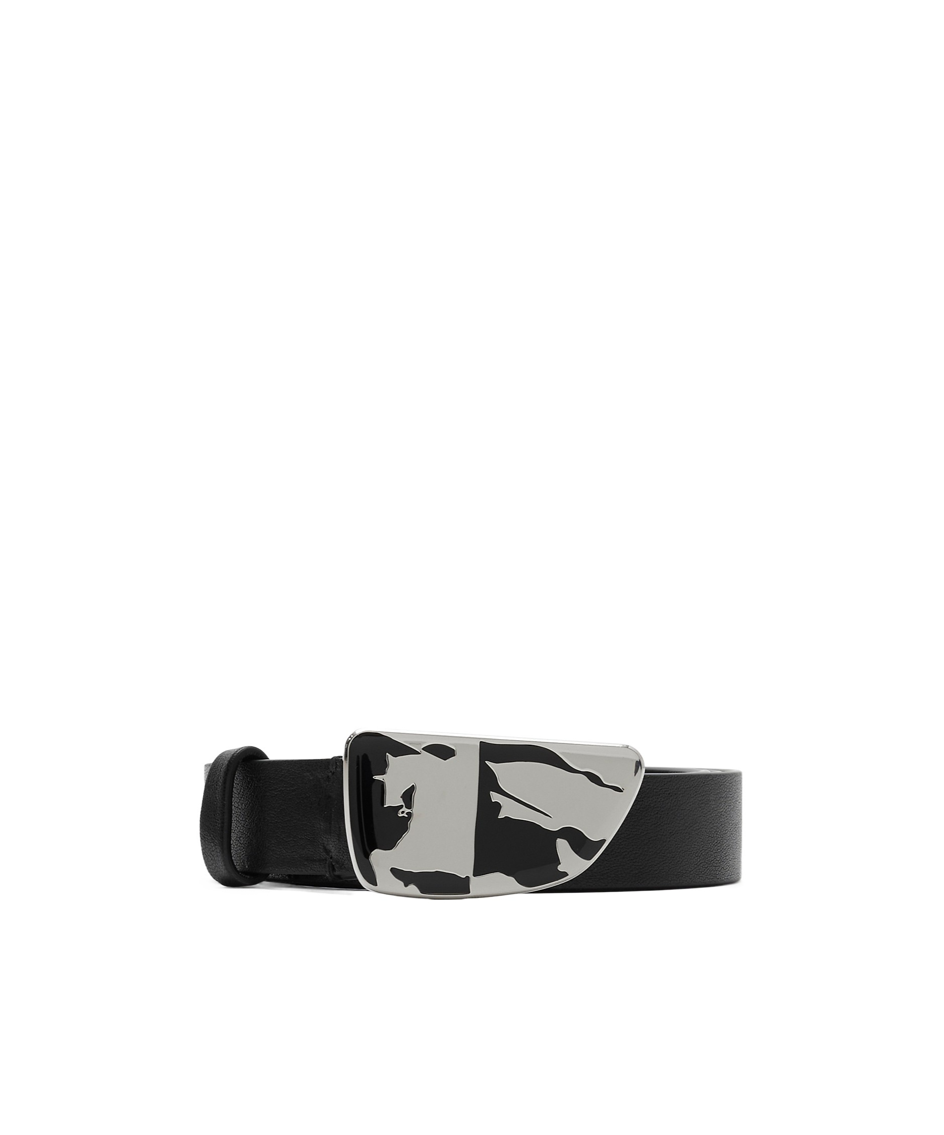 Burberry Shield Ekd Leather Belt In Black