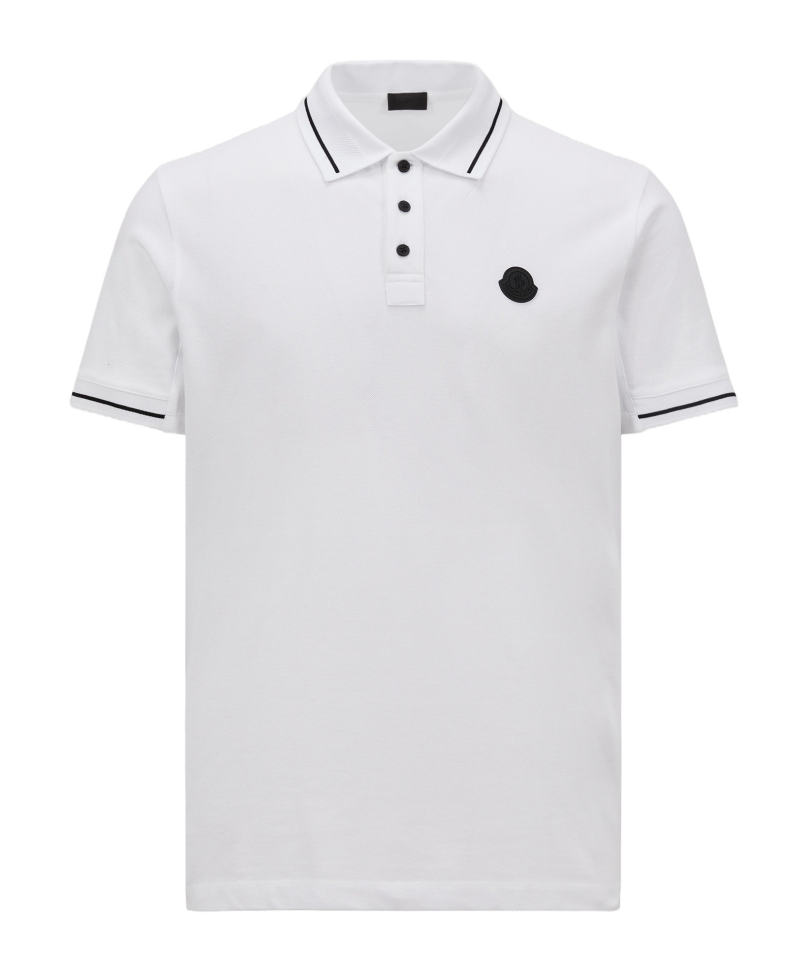 Moncler Men's Logo Cotton Polo Shirt In White