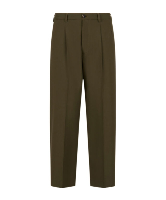Marni Deep Green Wool Trousers In Green