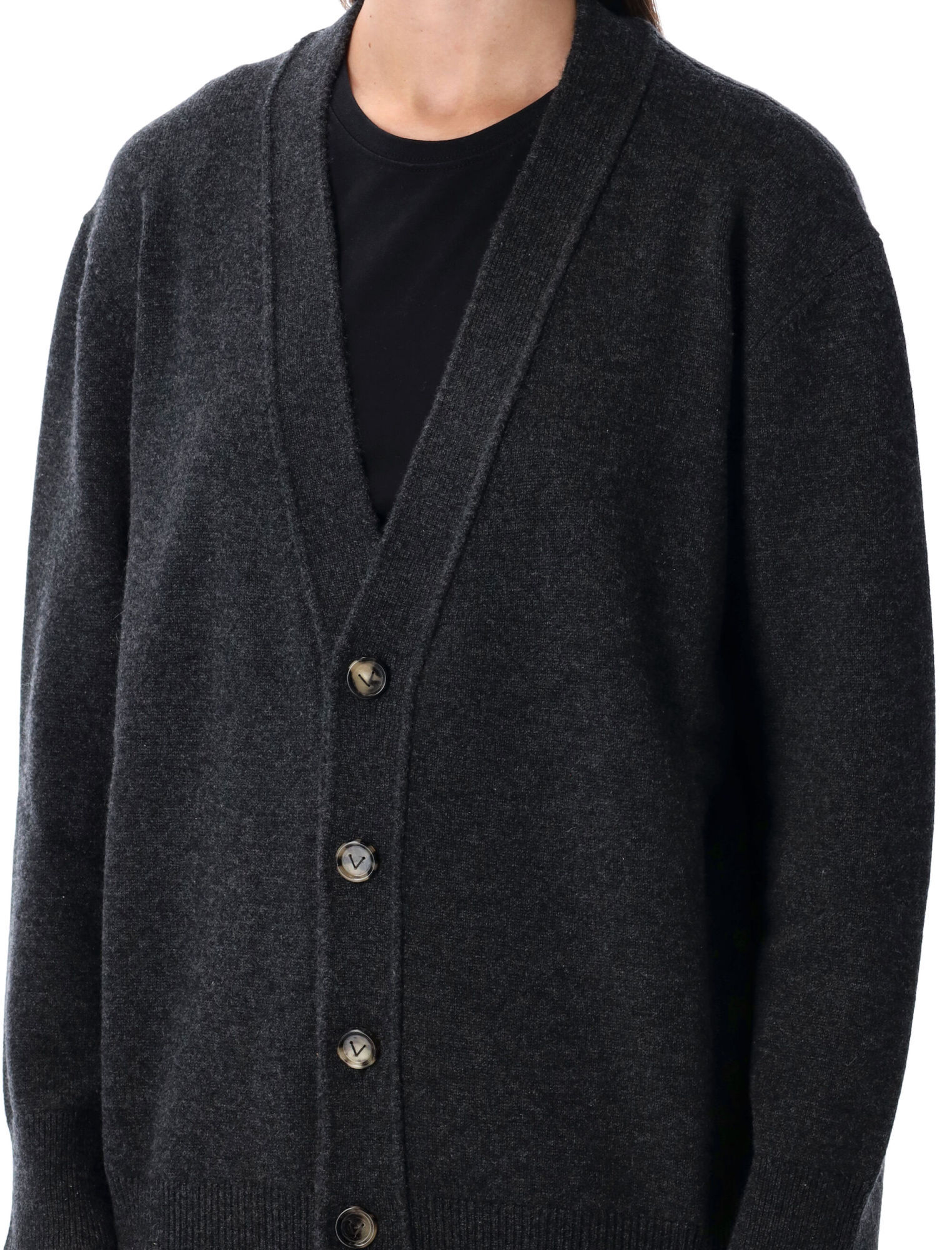 Bottega Veneta Long Sleeve Cardigan In Gray