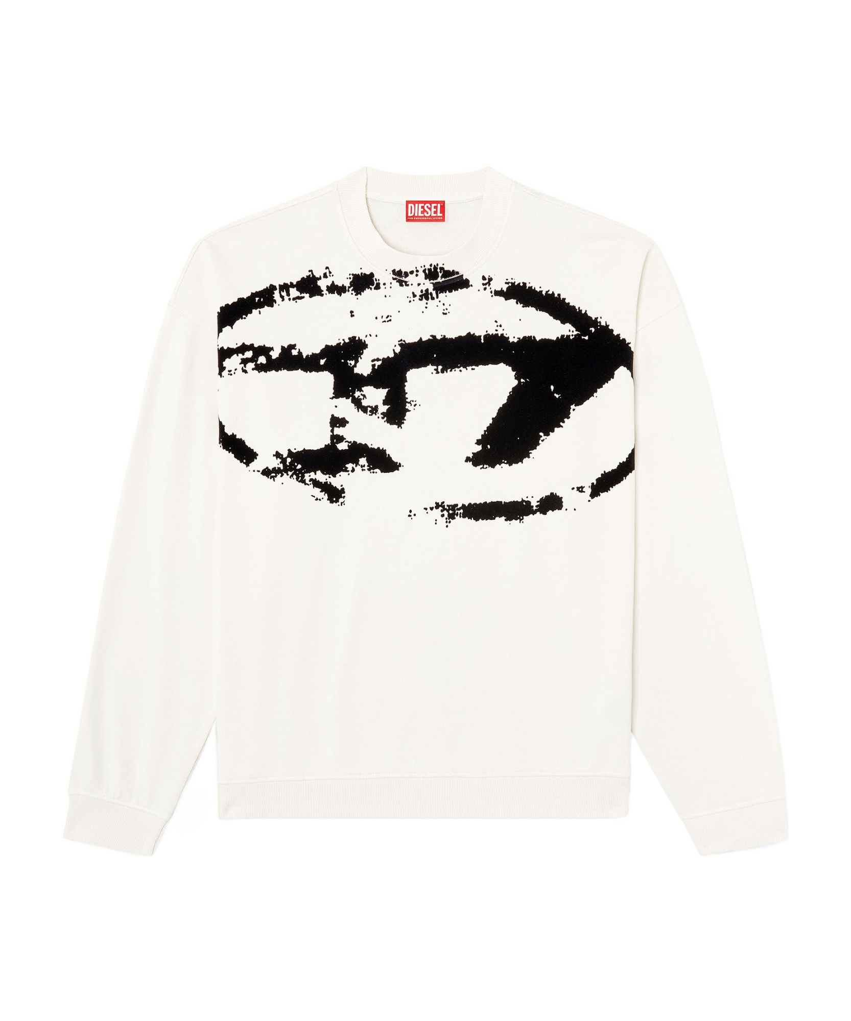 Diesel Sweatshirt With Distressed Flocked Logo In White