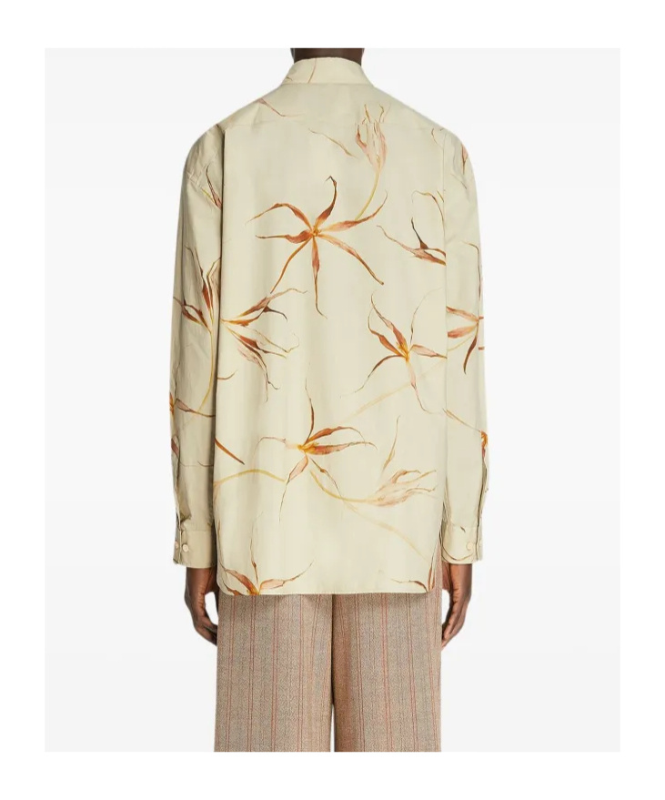 Dries Van Noten Floral Long Sleeve Tulip Print Top In Neutral