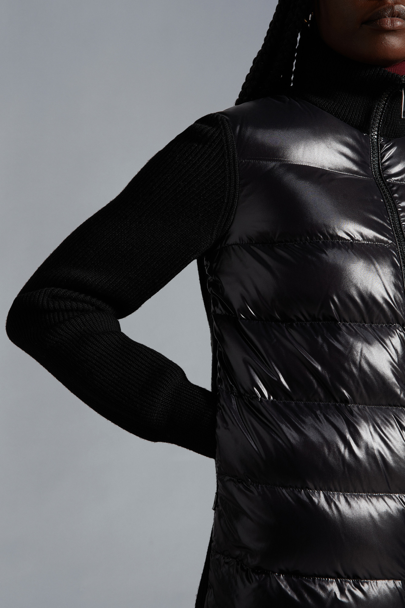 Moncler Panelled Down-filled Jacket In Black