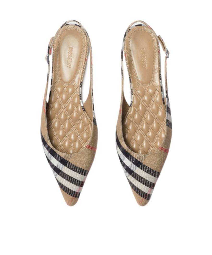 Burberry Check Birdie Slingback Ballerina Flats Women In Sand