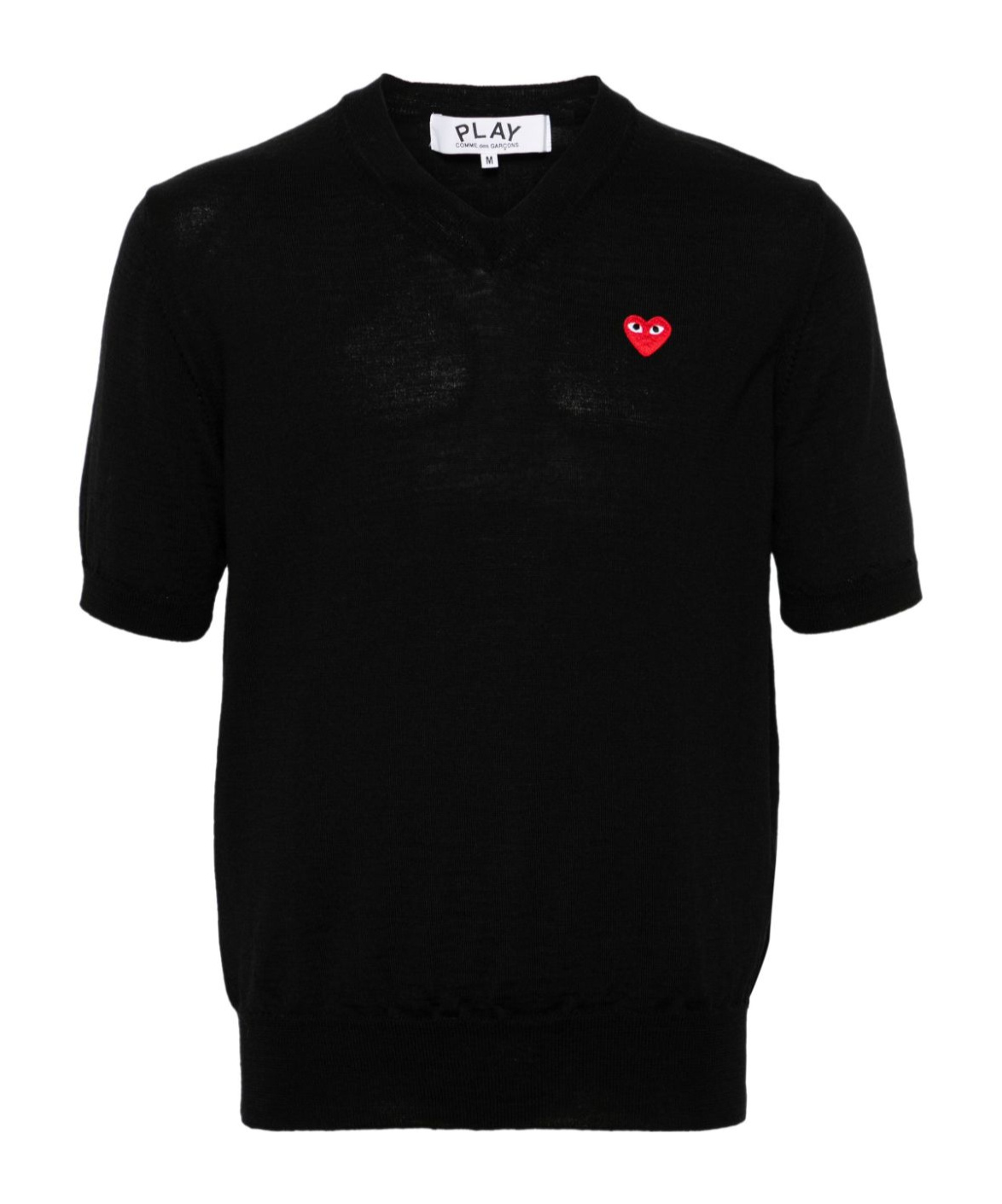 COMME DES GARÇONS PLAY SHORT-SLEEVED V-NECK SWEATER 