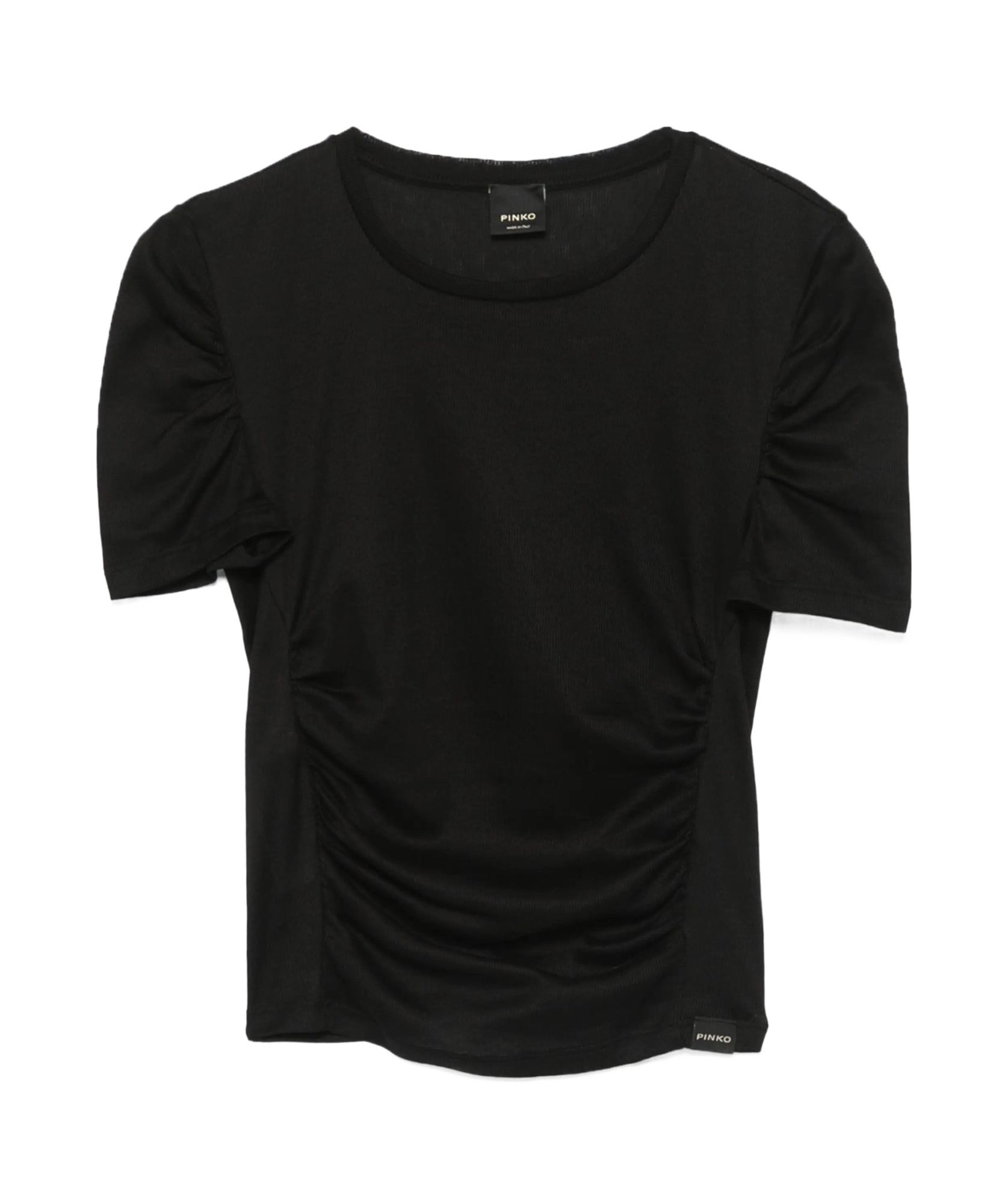 Pinko Martello Semi-sheer Ruched Top In Black