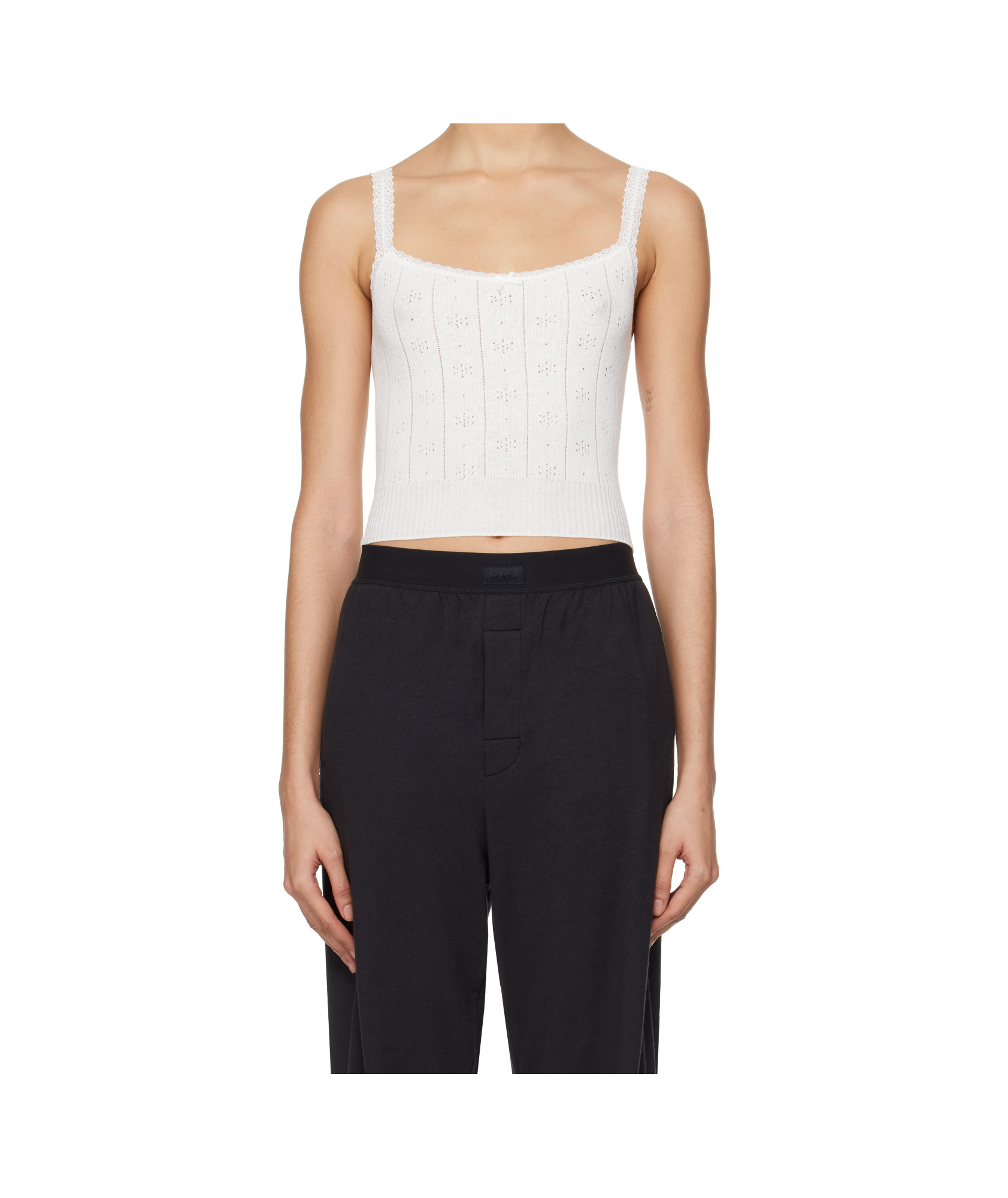 Skims White Sweater Pointelle Camisole In White