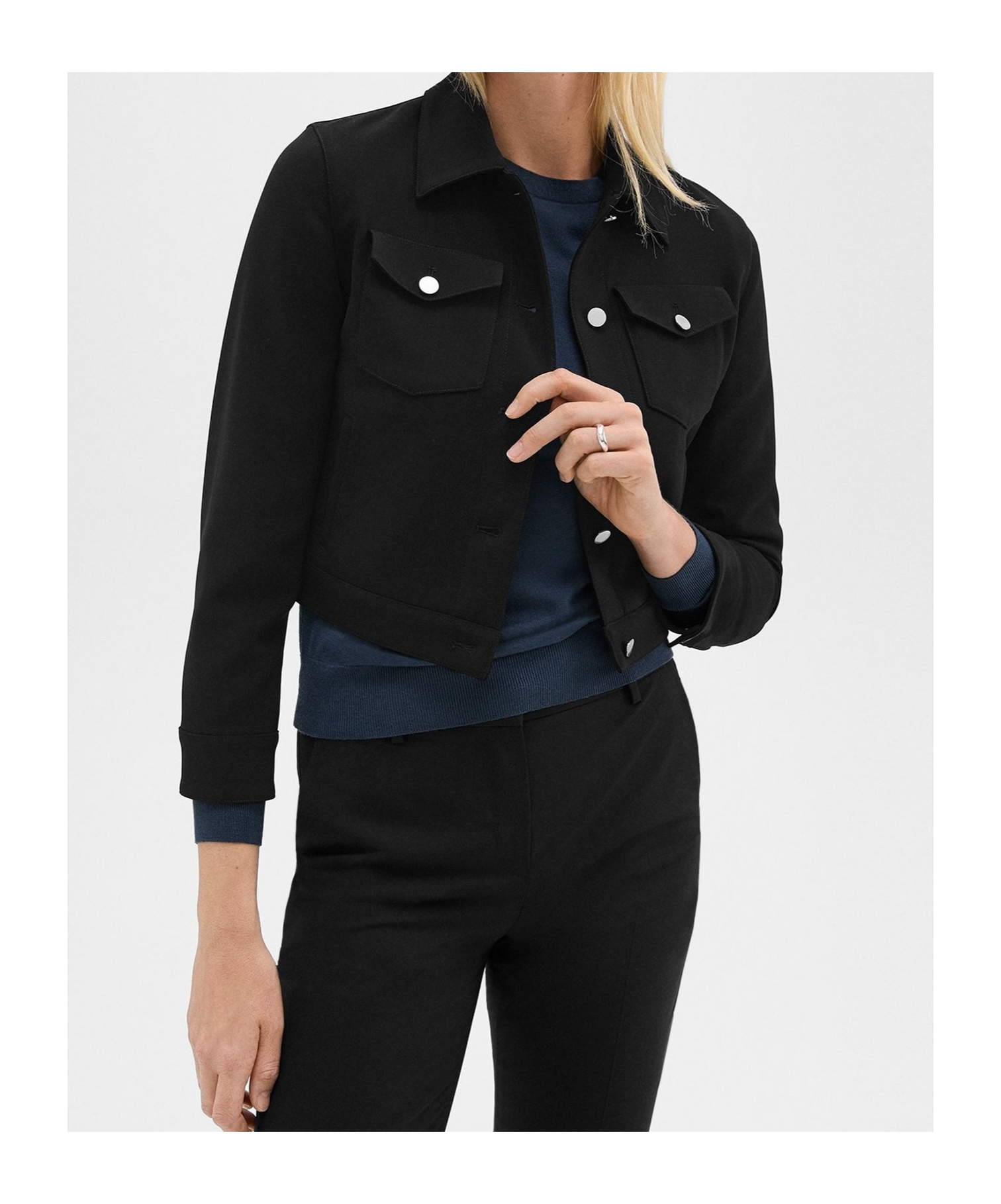 Theory Shrunken Trucker Jacket In Black