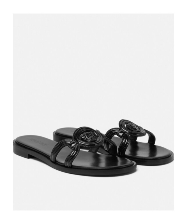 Versace Medusa Logo Sandals In Black