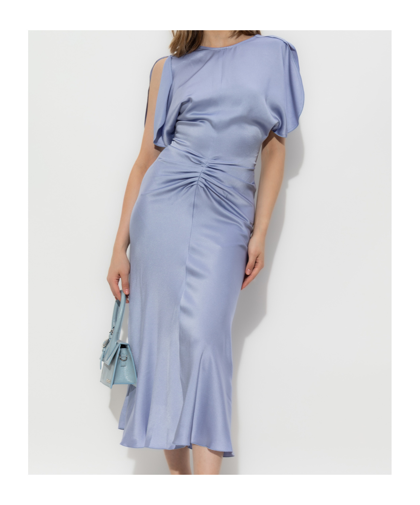 Shop Victoria Beckham Puff-sleeved Ruched Dress