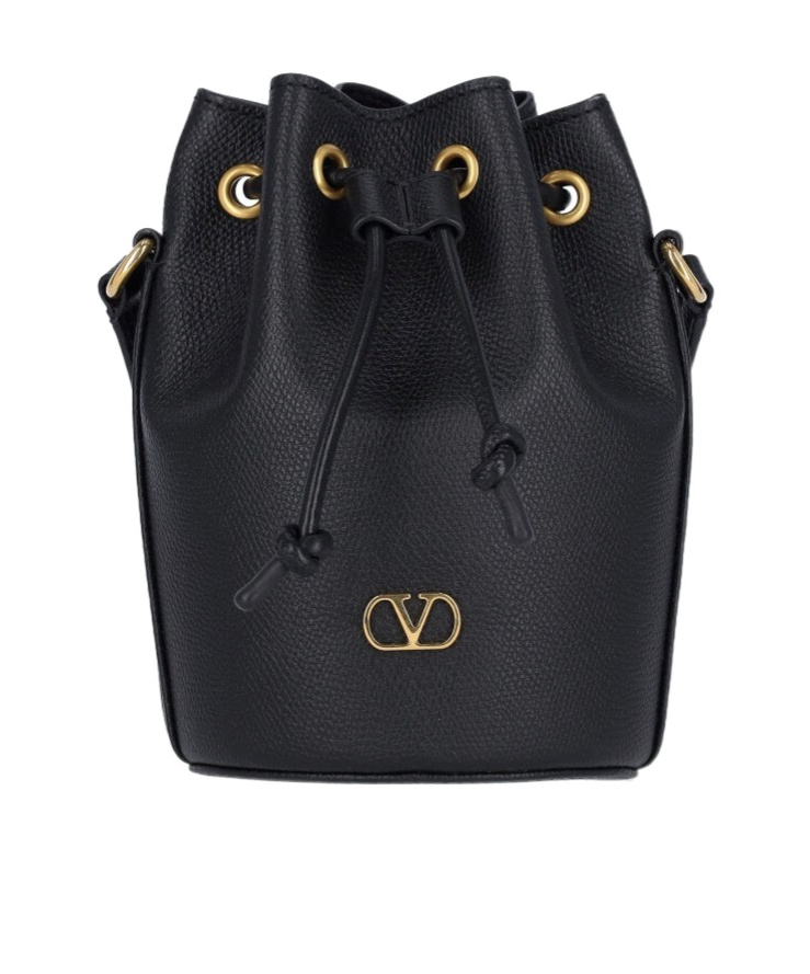 Valentino Draw-rope Bucket Bag In Black