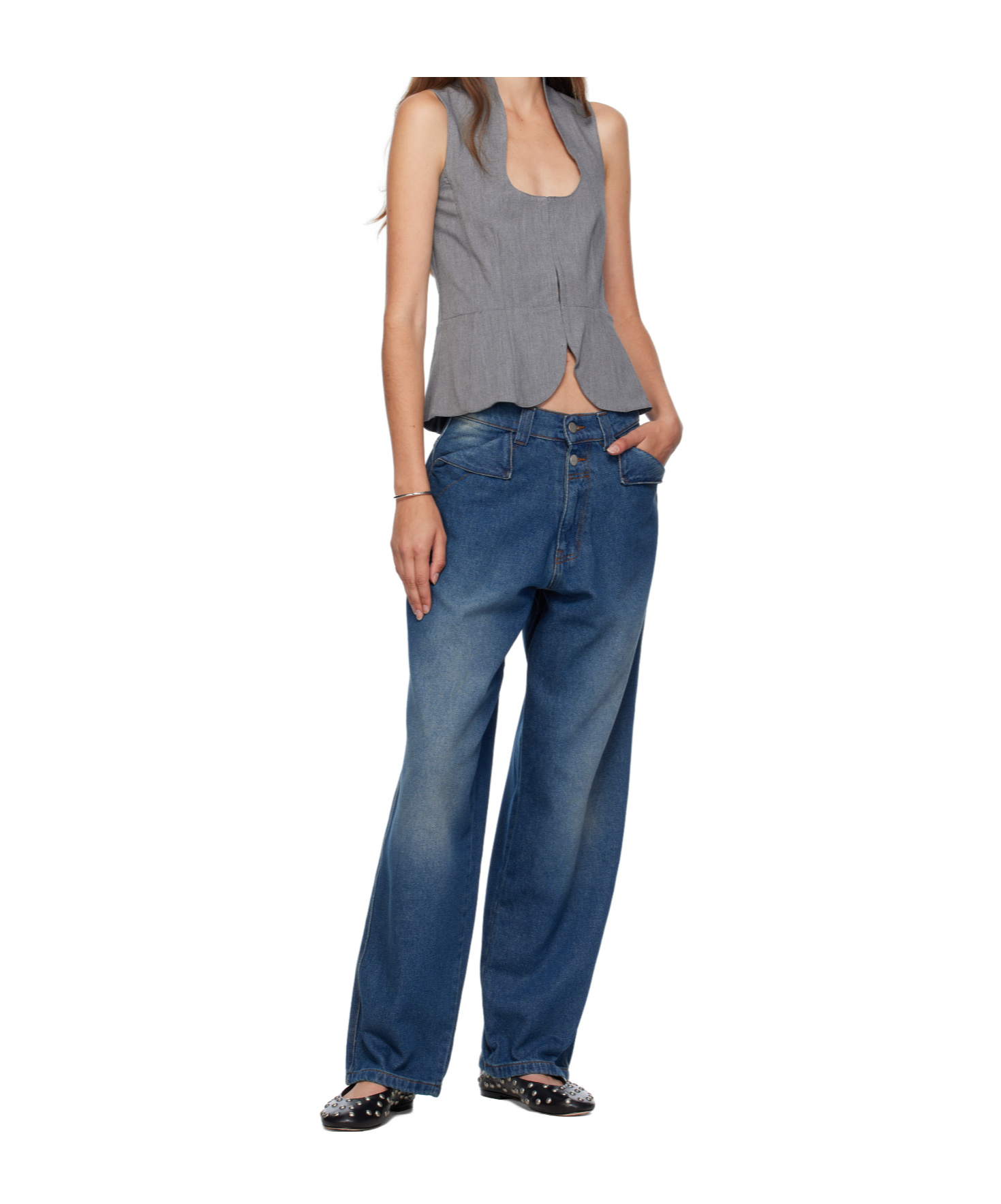 Gimaguas Button-fly Pocket Jeans In Blue