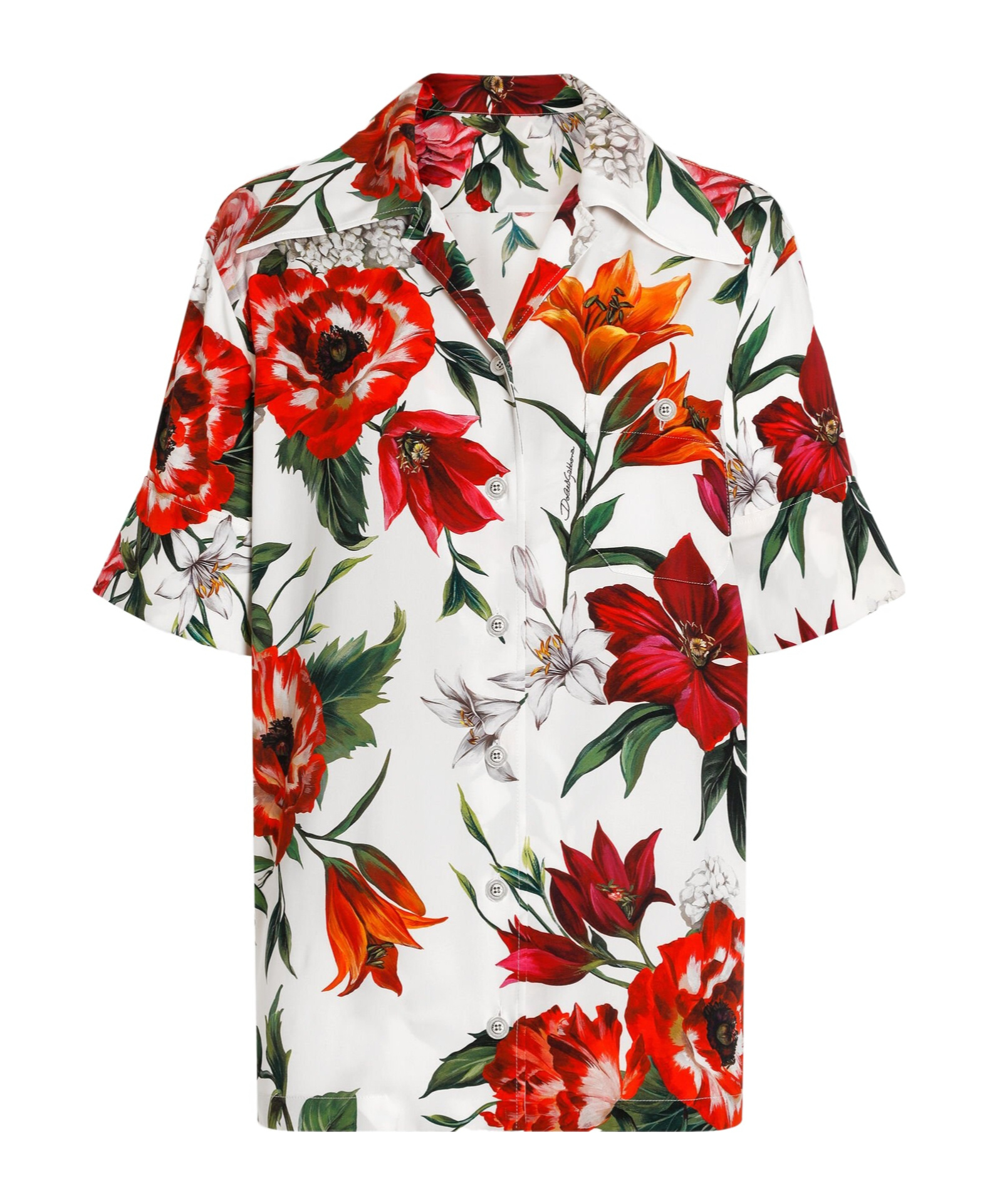 Dolce & Gabbana Flower-print Charmeuse Shirt In Multi