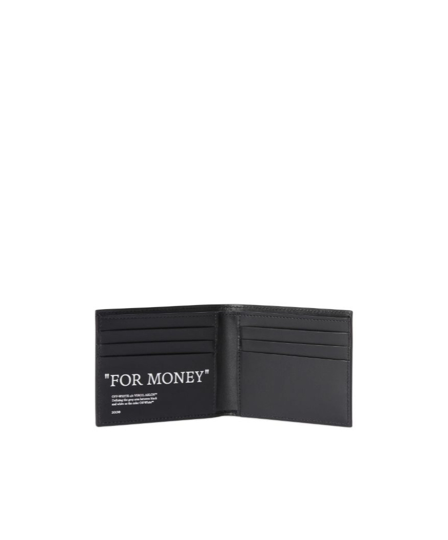 Off-white Quote Leather Bi-fold Wallet In Black