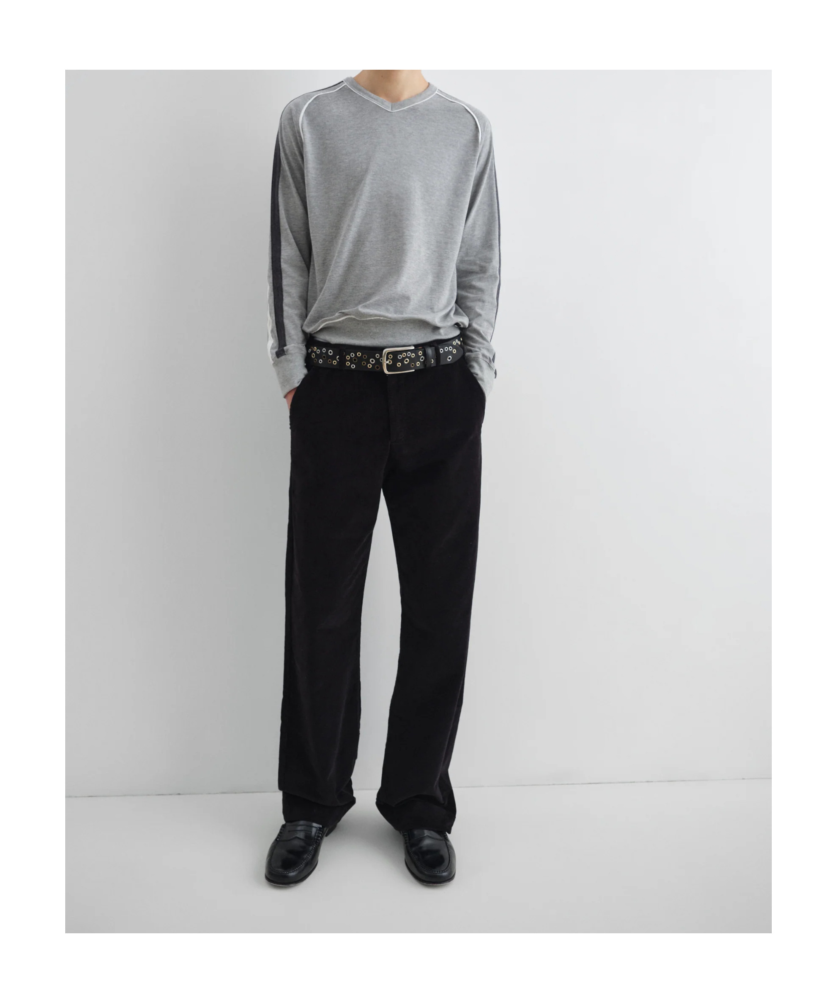 Gimaguas Lucas Stripe-detail Long-sleeve T-shirt In Gray