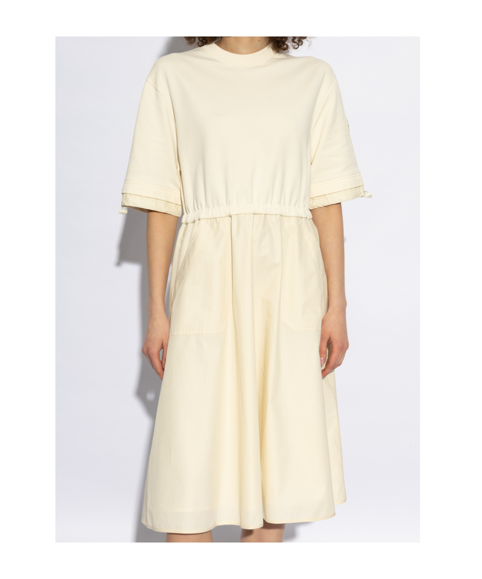Moncler Cotton Midi Dress In White