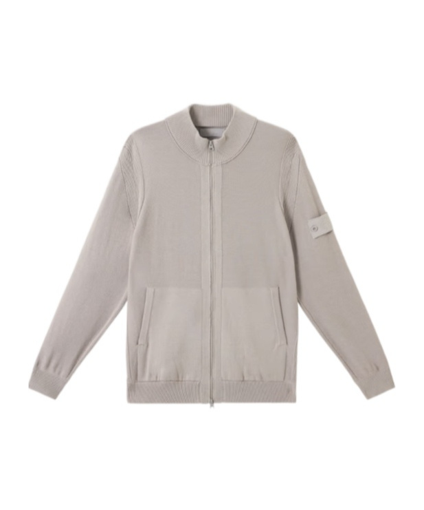 Stone Island Loose Fit Cardigan With Two-way Zip In Gray