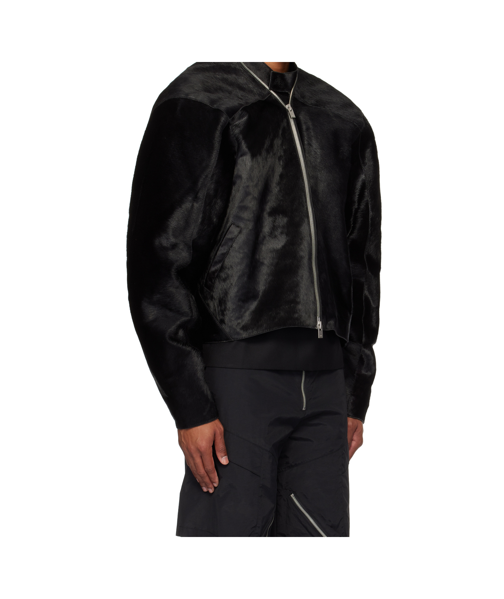 Heliot Emil Long-sleeved Leather Jacket In Black