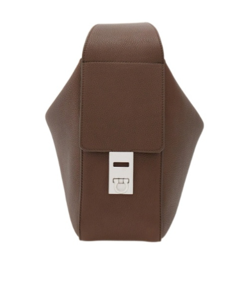 Ferragamo Messenger Bag With Gancini Buckles (m) In Brown