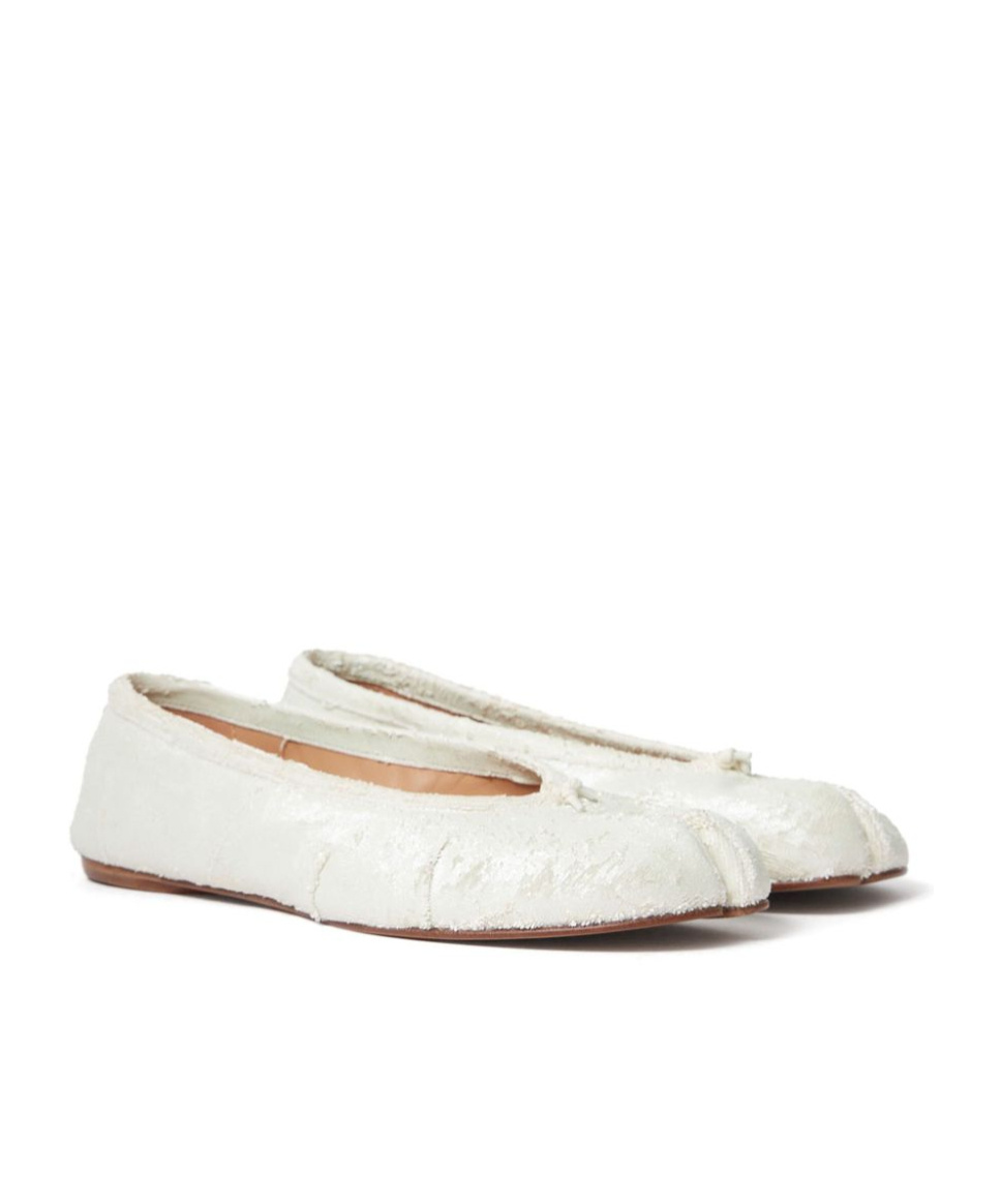 Maison Margiela 'tabi' White Ballerina Flats With Split-toe In Nappa Leather Woman In White