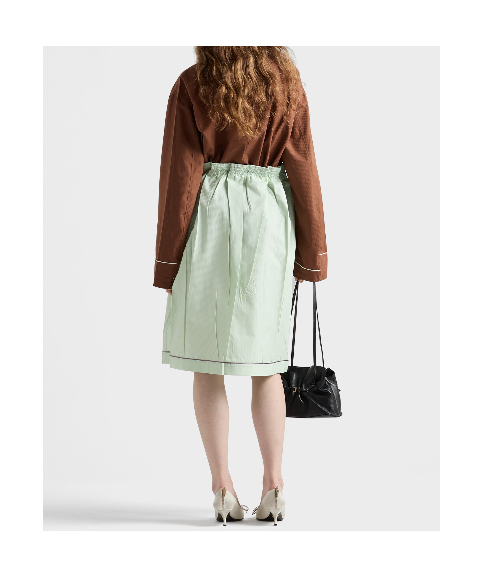 Prada Oversized Cotton Shirt In Brown