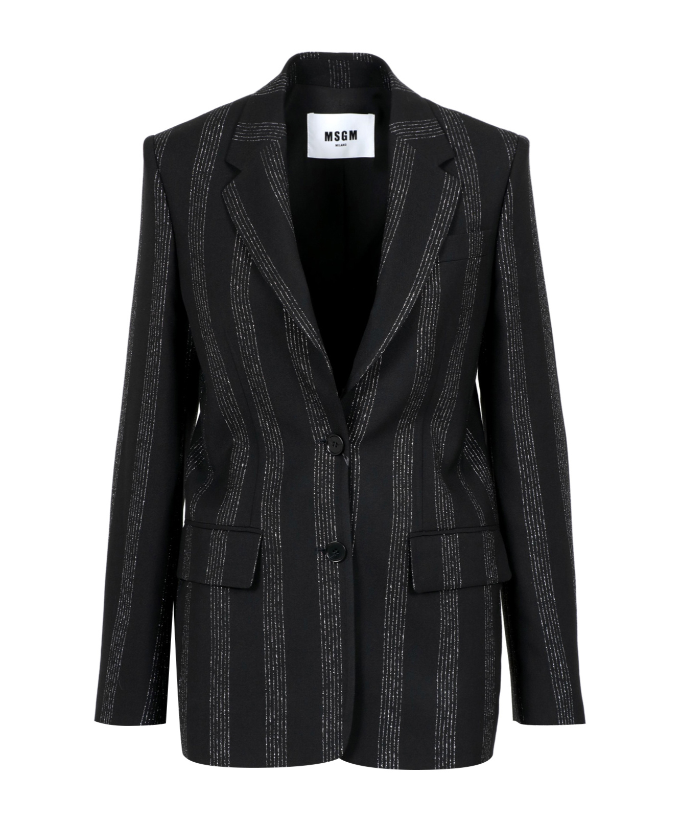 Msgm Striped Single-breasted Blazer In Black