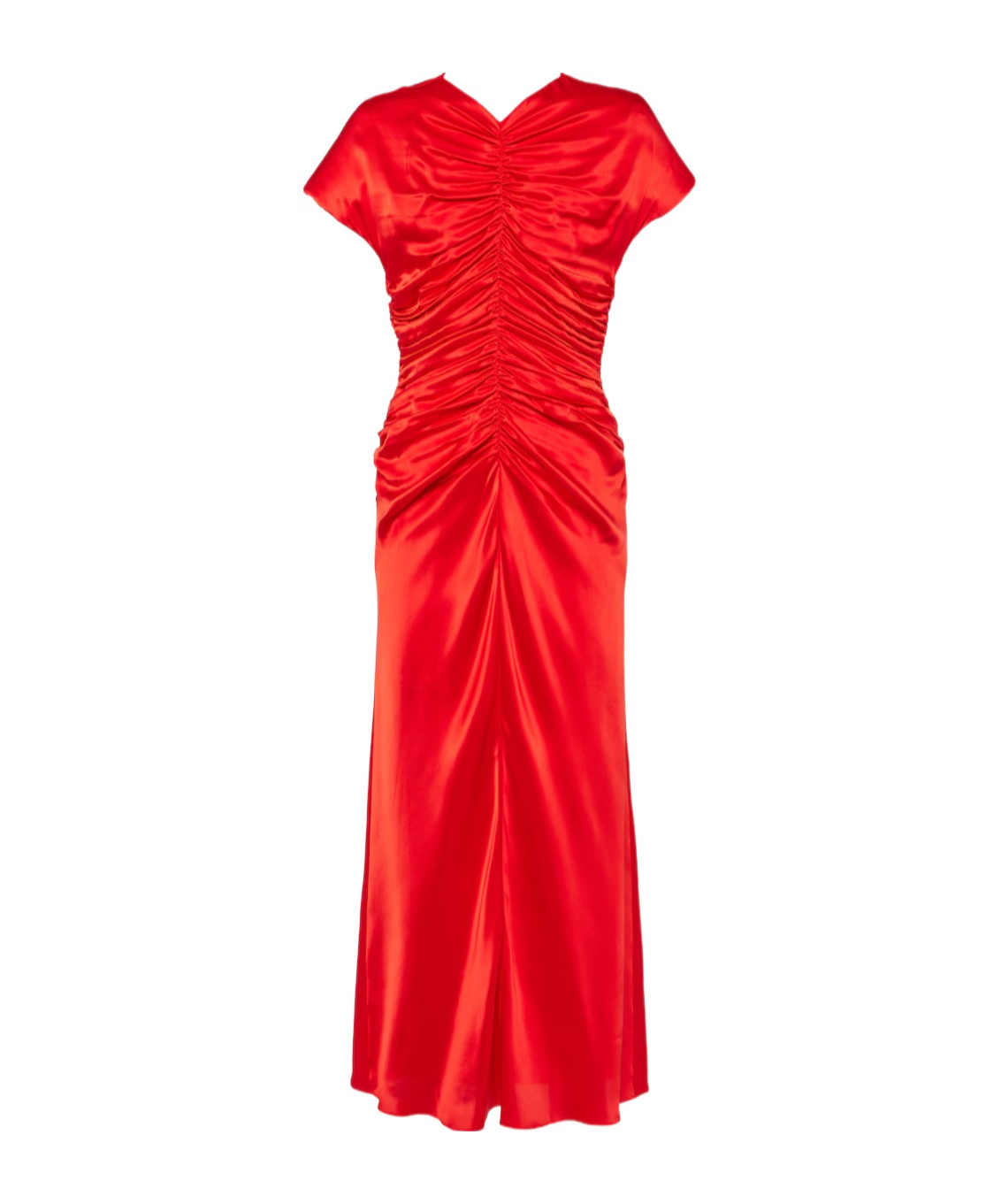 Tove Aubree Ruched Silk Midi Dress In Red