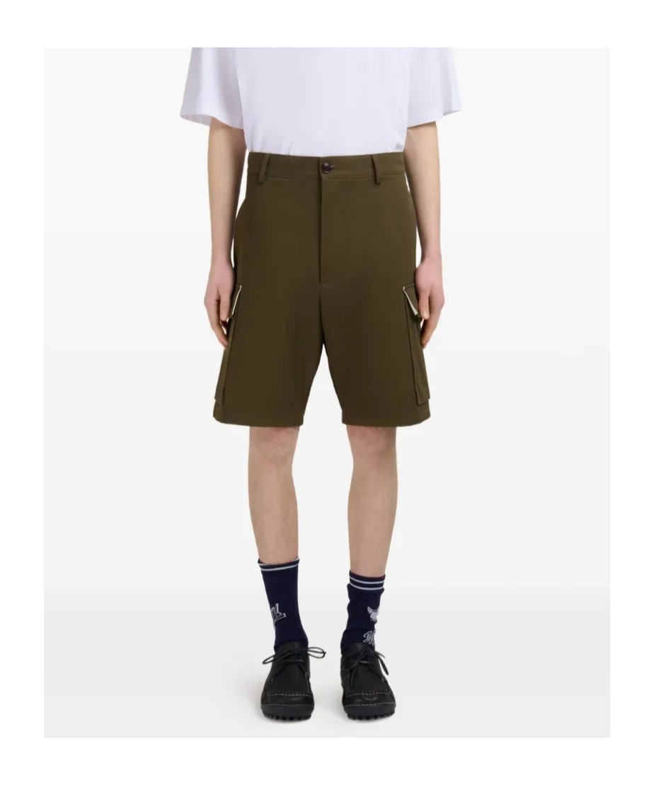 Marni Gabardine Cargo Shorts In Green