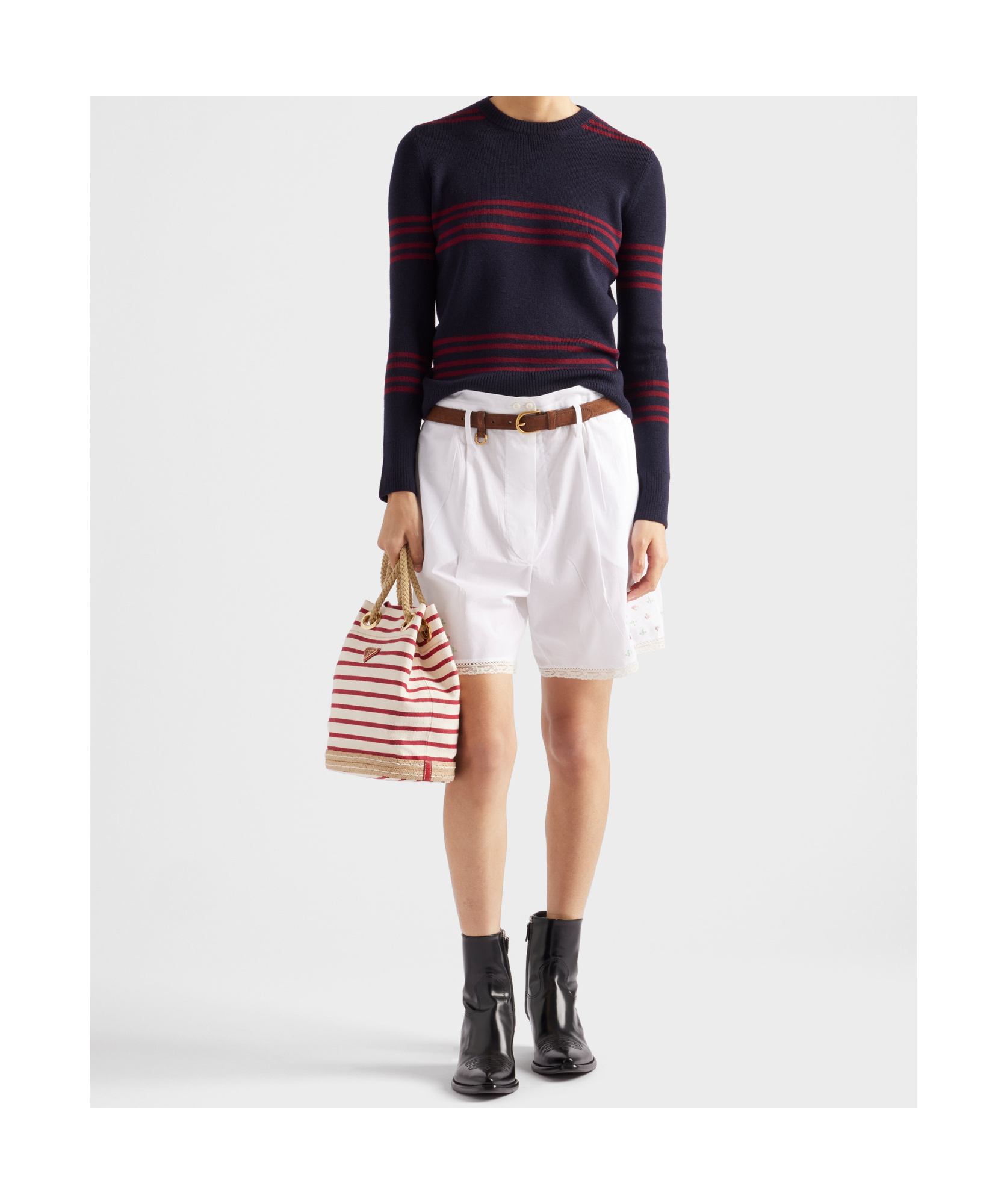 Prada Wool Crew-neck Sweater In Black