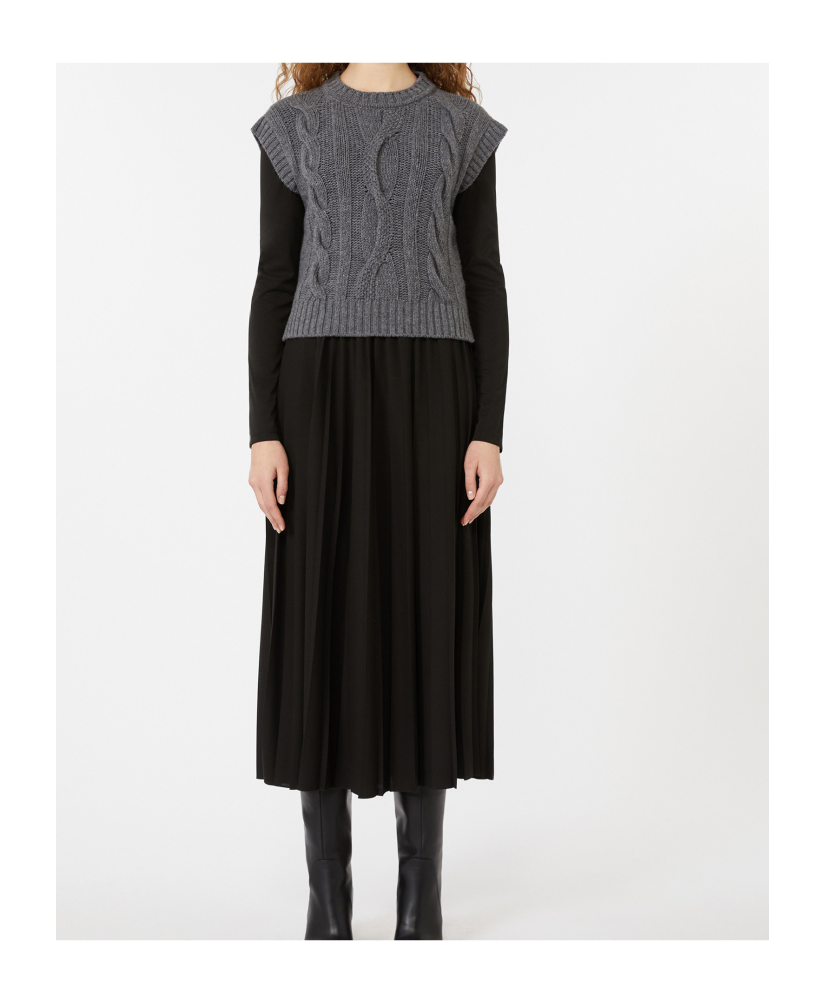 Weekend Max Mara Ebro Mixed Media Long Sleeve Sweater Maxi Dress In Multi