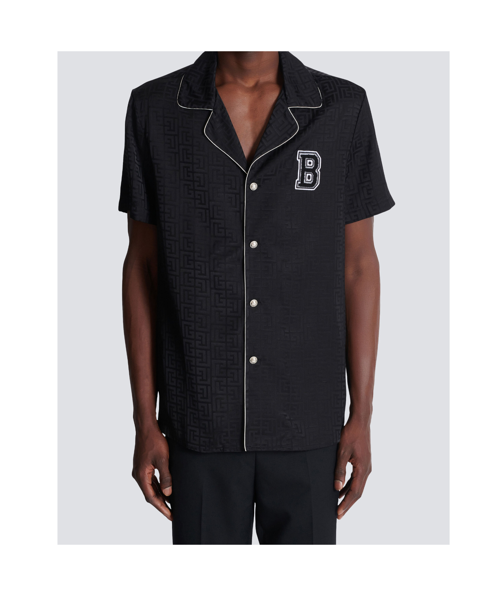 Balmain Varsity Style Shirt Featuring Contrast Piping In Blue