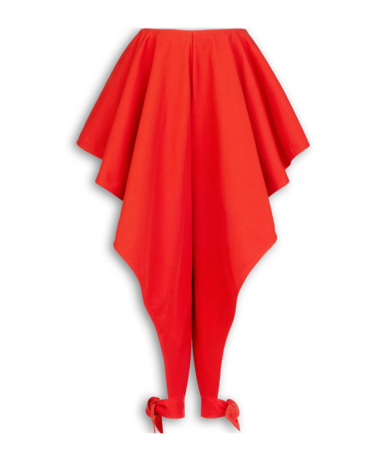 Alaïa Womens Orange Sanguine Ruffled Open-seam Cotton Trousers In Red