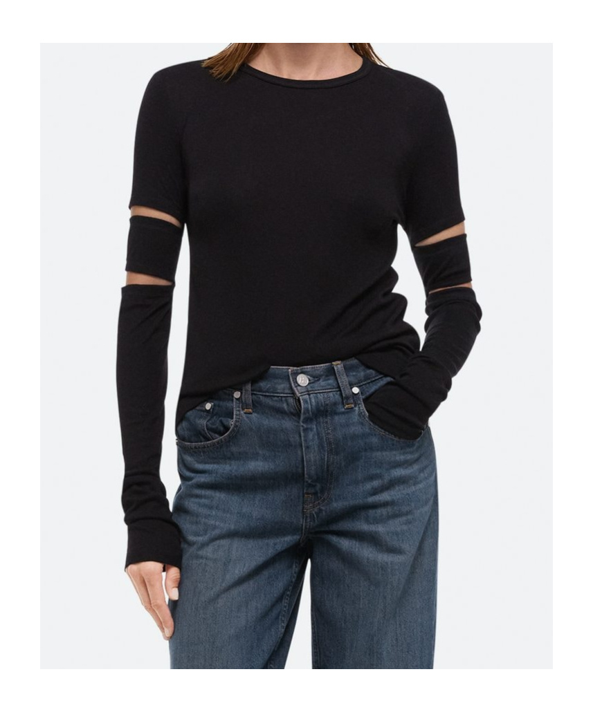 Helmut Lang Long Sleeve T-shirt With Slit In Black