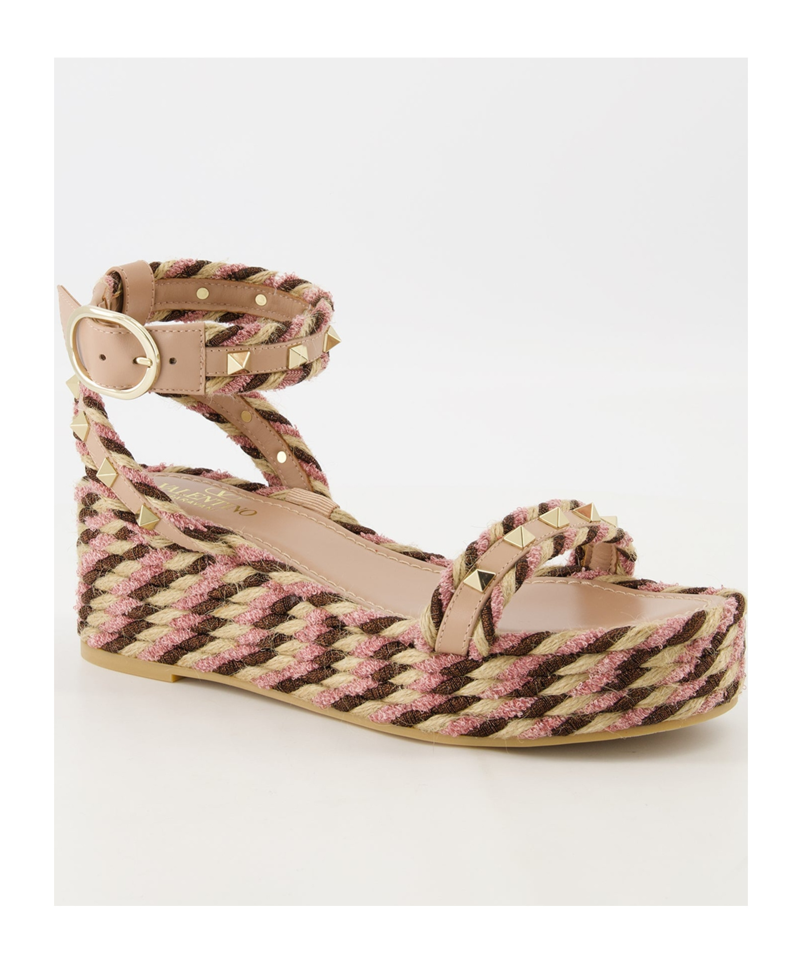 Valentino Rockstud 45 Leather Sandal In Nude