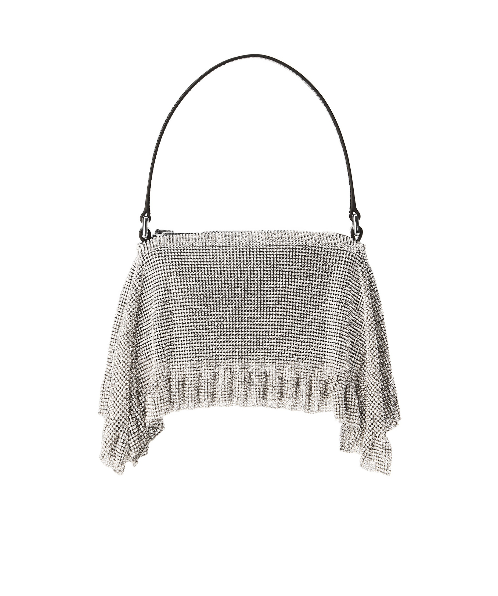 Alexander Wang Divina Crystal Mesh Pochette Top Handle Bag In Silver