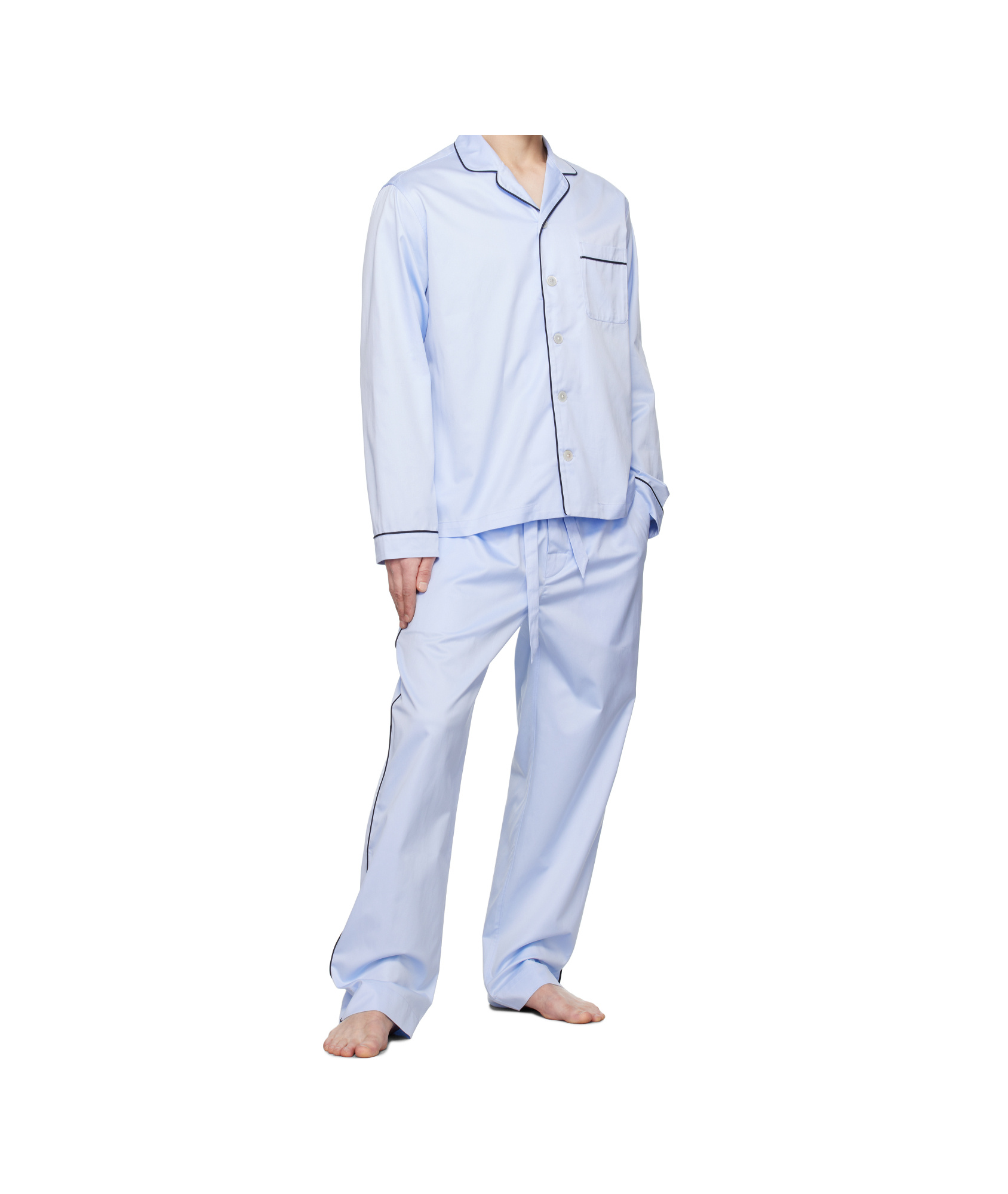 Tekla Blue Sateen Pyjama Pants In Blue