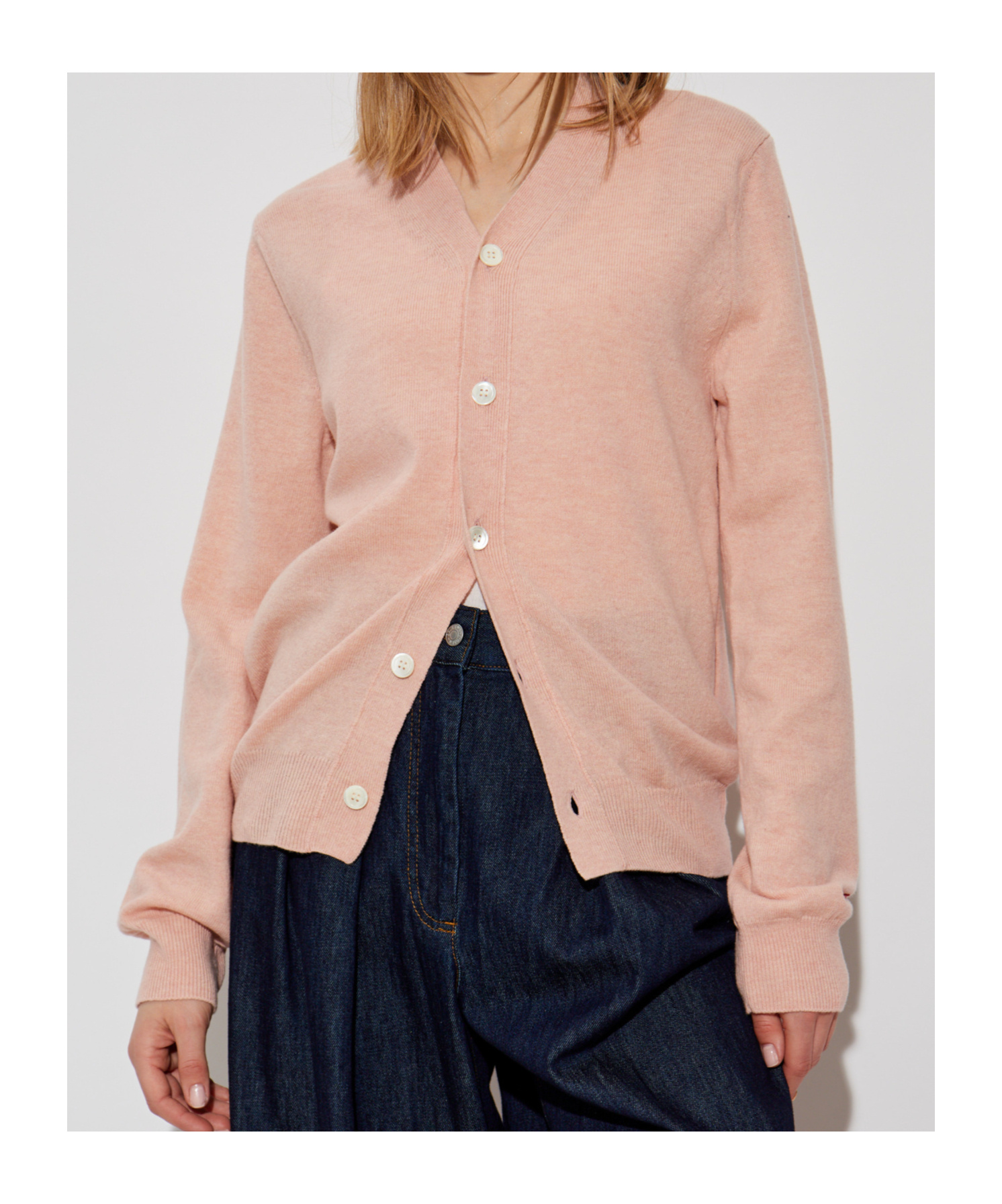 Comme Des Garçons Play Heart-patch Knitted Wool Cardigan In Pink