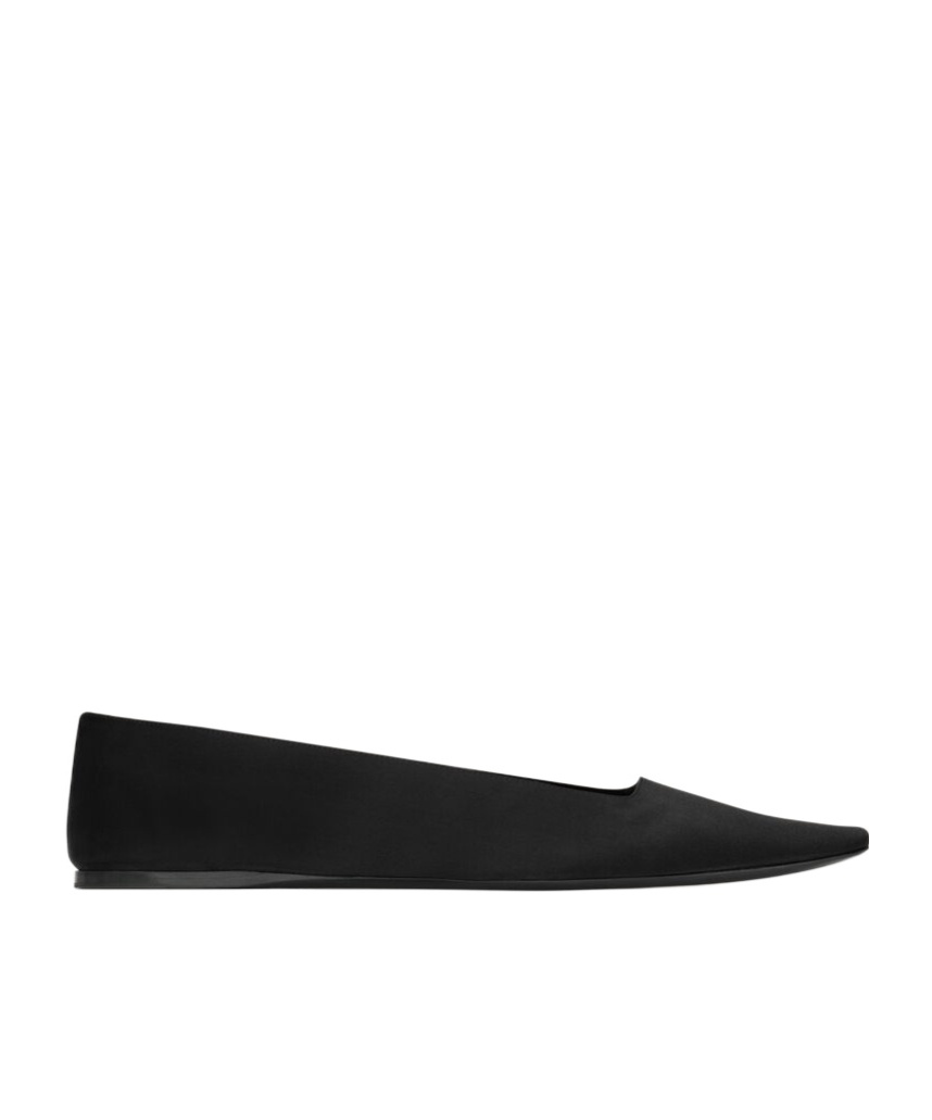 Saint Laurent Poppy Satin Ballets In Black