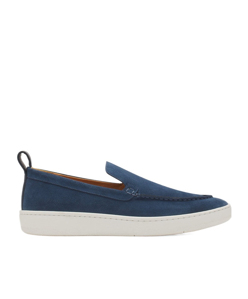 Lanvin Slip-on Suede Sneakers With Contrasting Rubber Sole In Blue