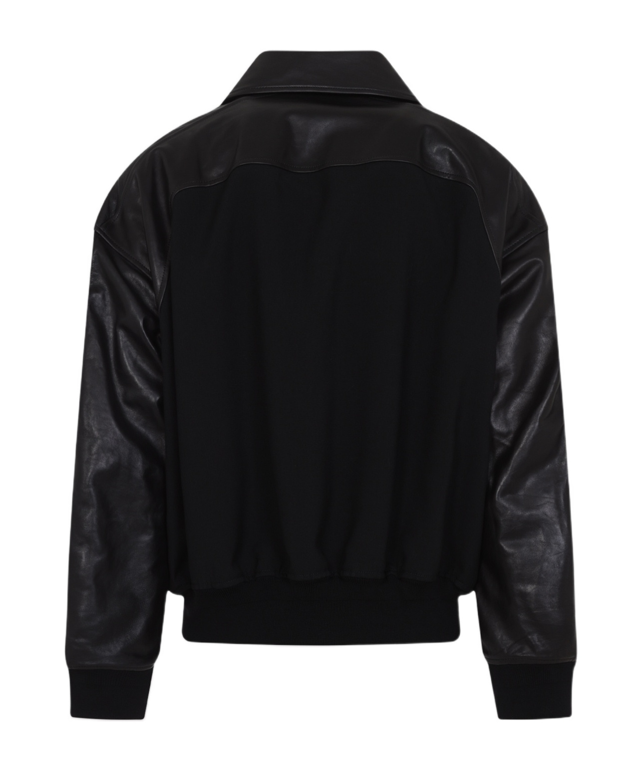 Jil Sander Oversize Wool & Leather Jacket In Black